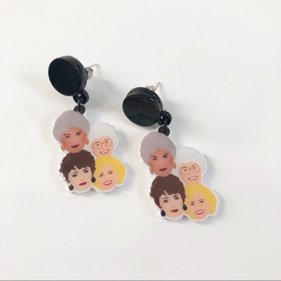 The Golden Girls Sophia Blanche Dorothy Rose Acrylic Post Dangle Earrings New - Picture 2 of 6